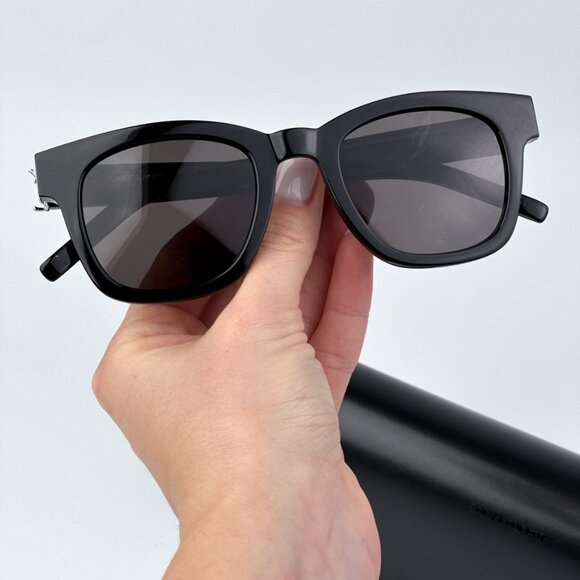 Saint Laurent SLM124 001 BRAND NEW Sunglasses Black Grey Square Unisex - Picture 2 of 11